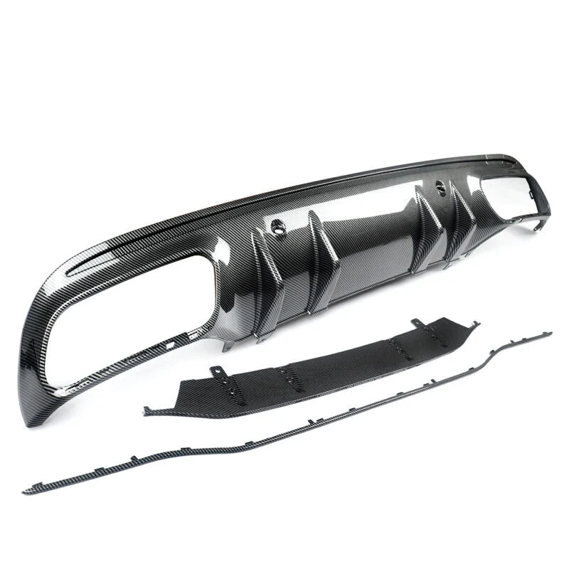 Carbon Look Rear Diffuser + Black Exhaust Tips For Mercedes W205 Sedan C300 C450 C43 AMG Pack 2015-2021 - Image 9