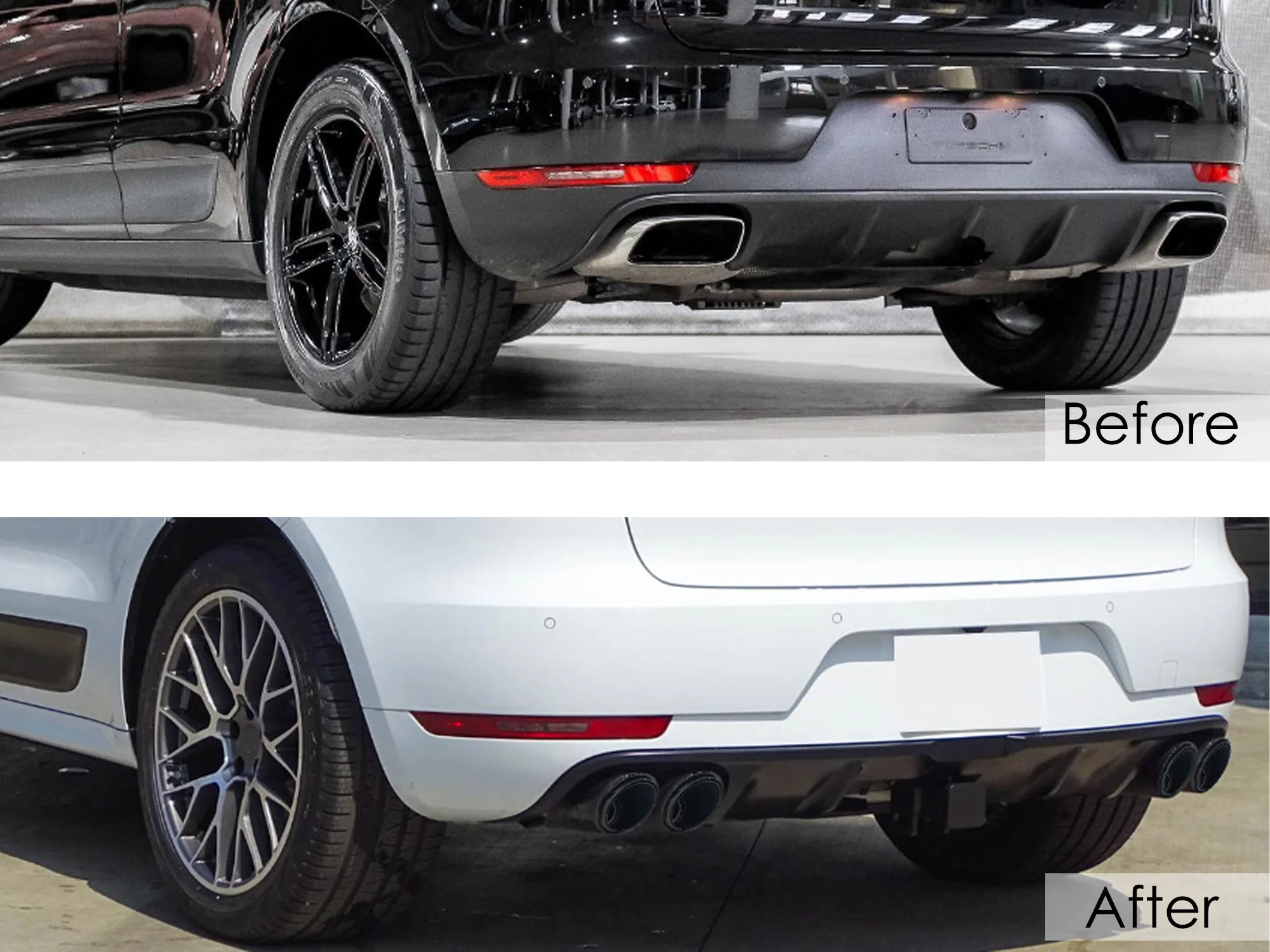 3-Layer Exhaust Tips for Porsche Macan Base 2.0T 2014-2018 Replacement - Image 3