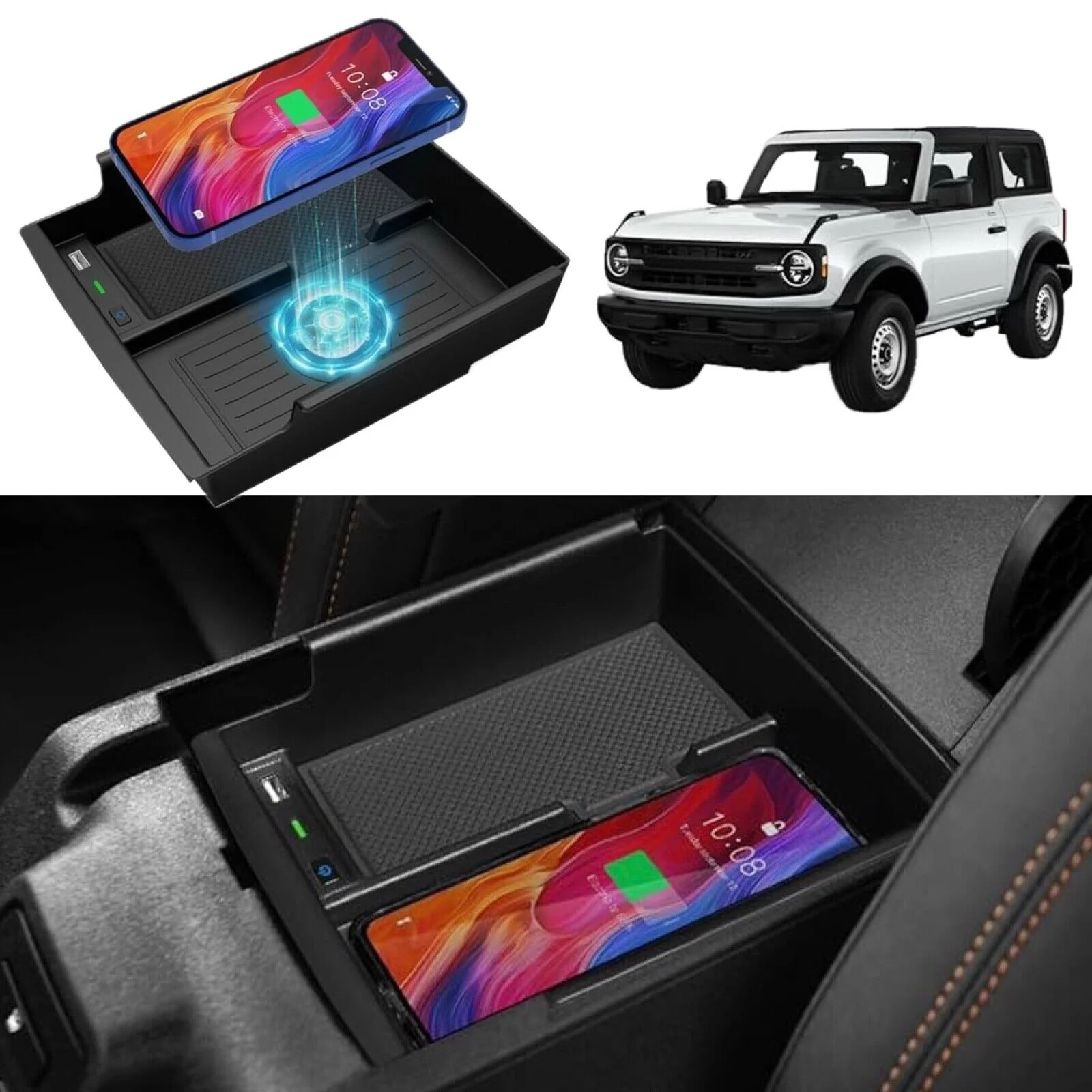 Car Wireless Phone Charger Ford Bronco 2021-2024 Center Console - Image 2