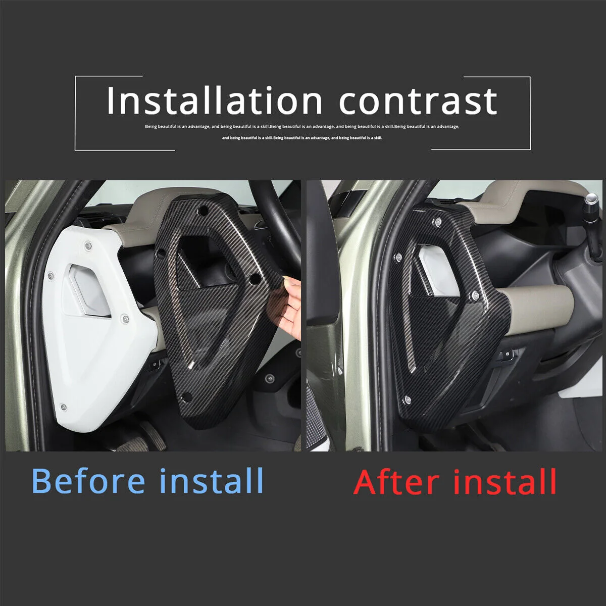 Carbon Fiber ABS Dashboard Side Panel Cover For Land Rover Defender 90 110 2020+ - Image 9
