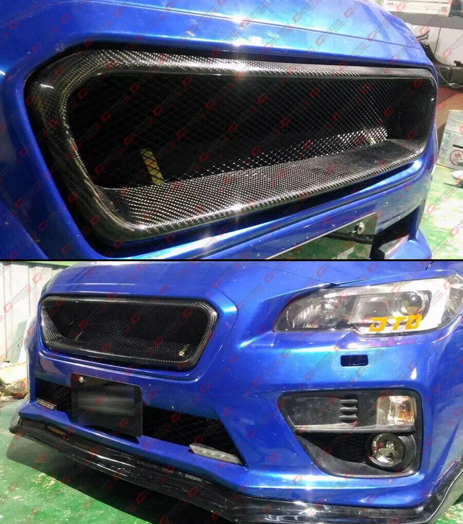 Carbon Fiber Badgeless Front Mesh Grill Grille Fit For 2015-2017 Subaru WRX STi - Image 6