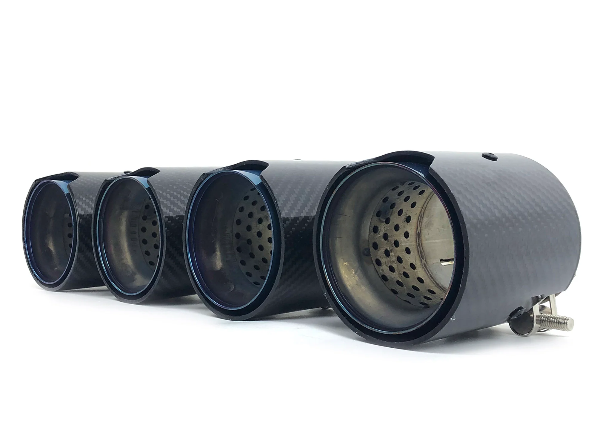 2.75" In 3.5" Out Carbon Fiber Blue Exhaust Tips 4PCS Set For Audi S4 S5 S6 S7, BMW 3/4 Series, Ford Mustang GT, Genesis G70, Kia Stinger - Image 7
