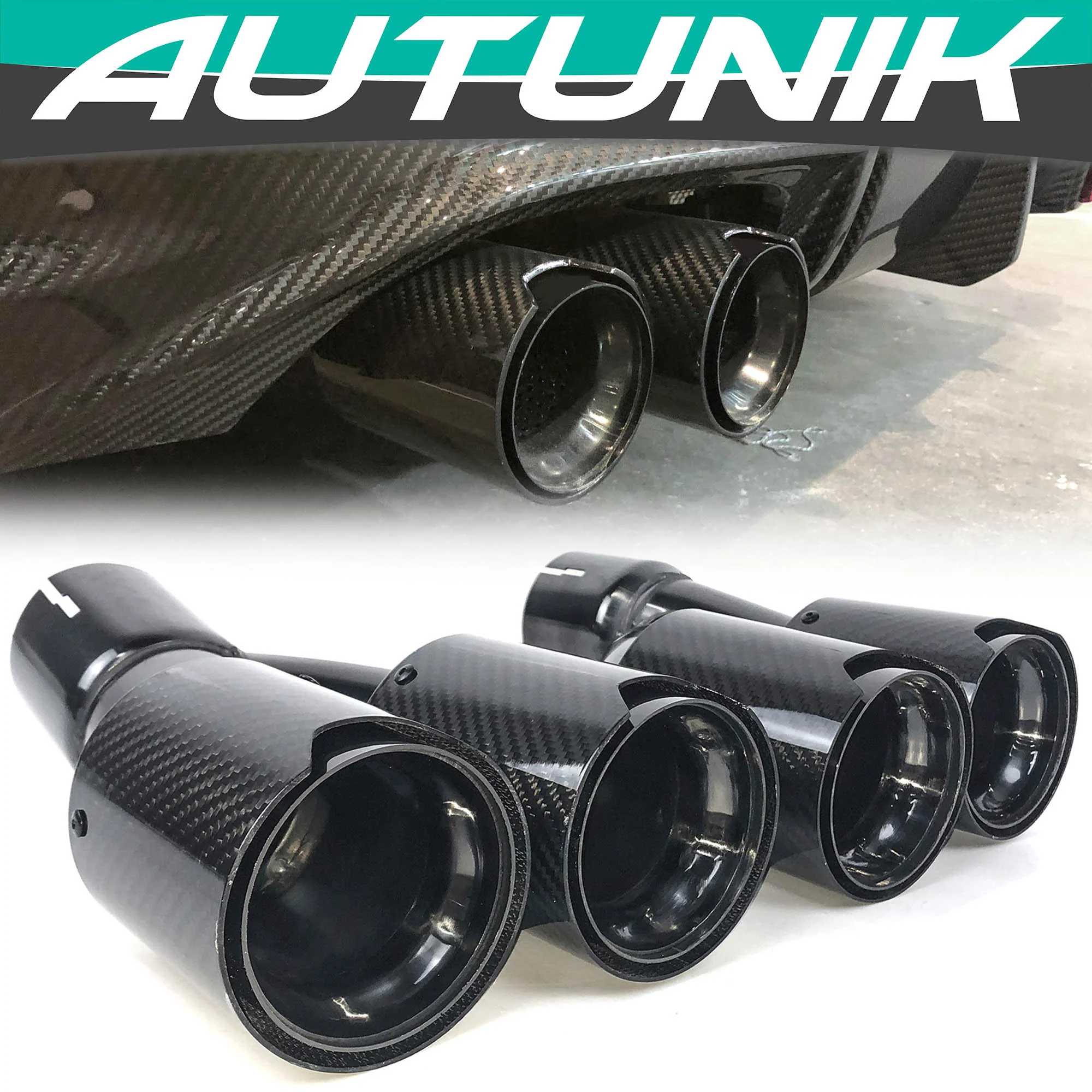 Pair Muffler Exhaust Tips Pipe Carbon Fiber For 2017-2024 BMW G30 530I 540I M-Sport