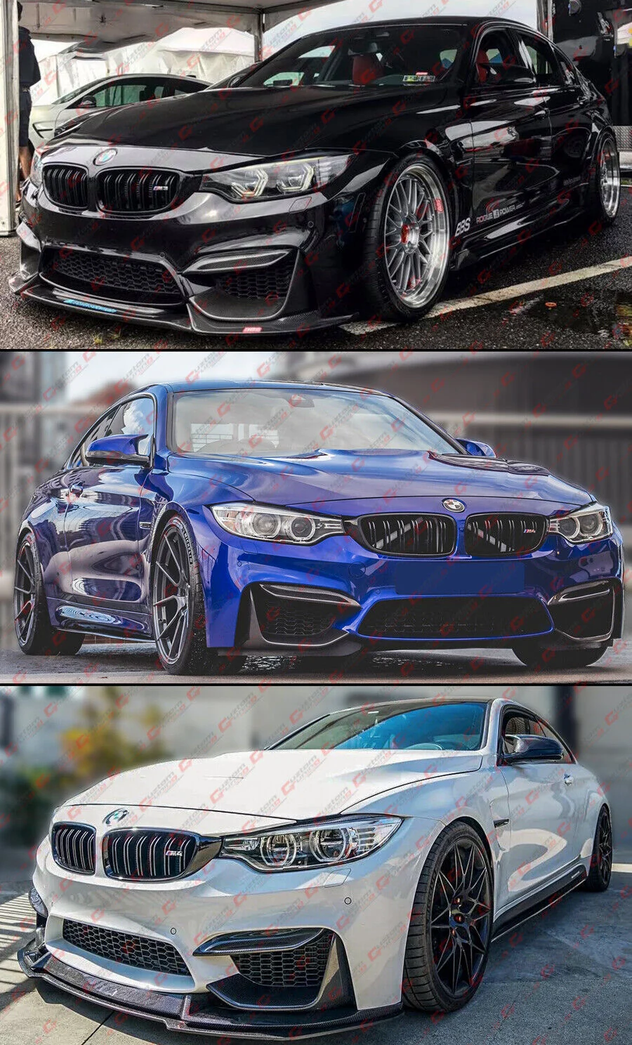 Carbon Fiber Front Lower Splitter + Bumper Upper Fang fit for BMW F80 M3 M4 F82 F83 - Image 6