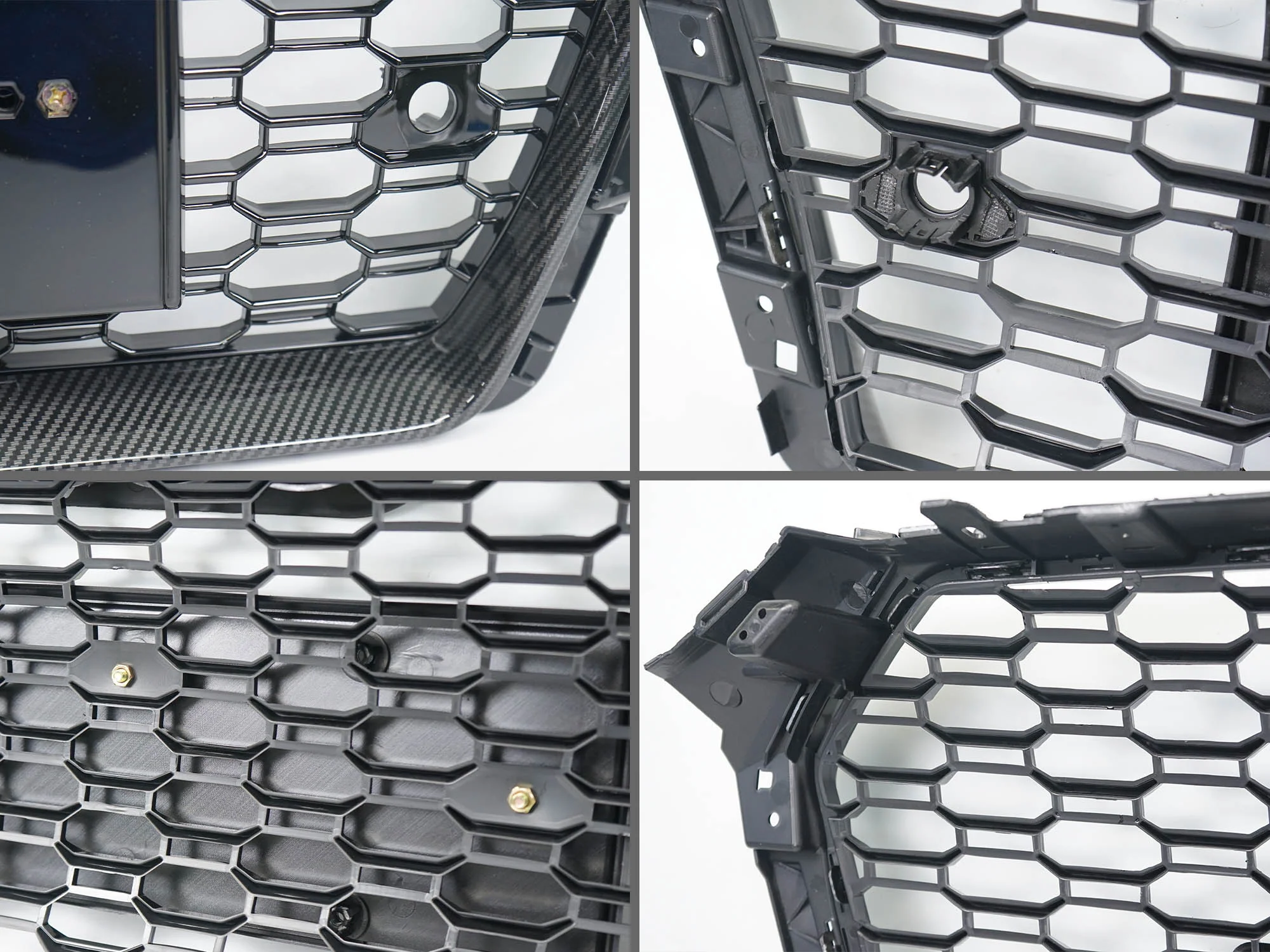 Carbon Fiber Look Honeycomb Front Bumper Grille for Audi A4 S4 B9 2017-2019 RS4 Style - Image 10