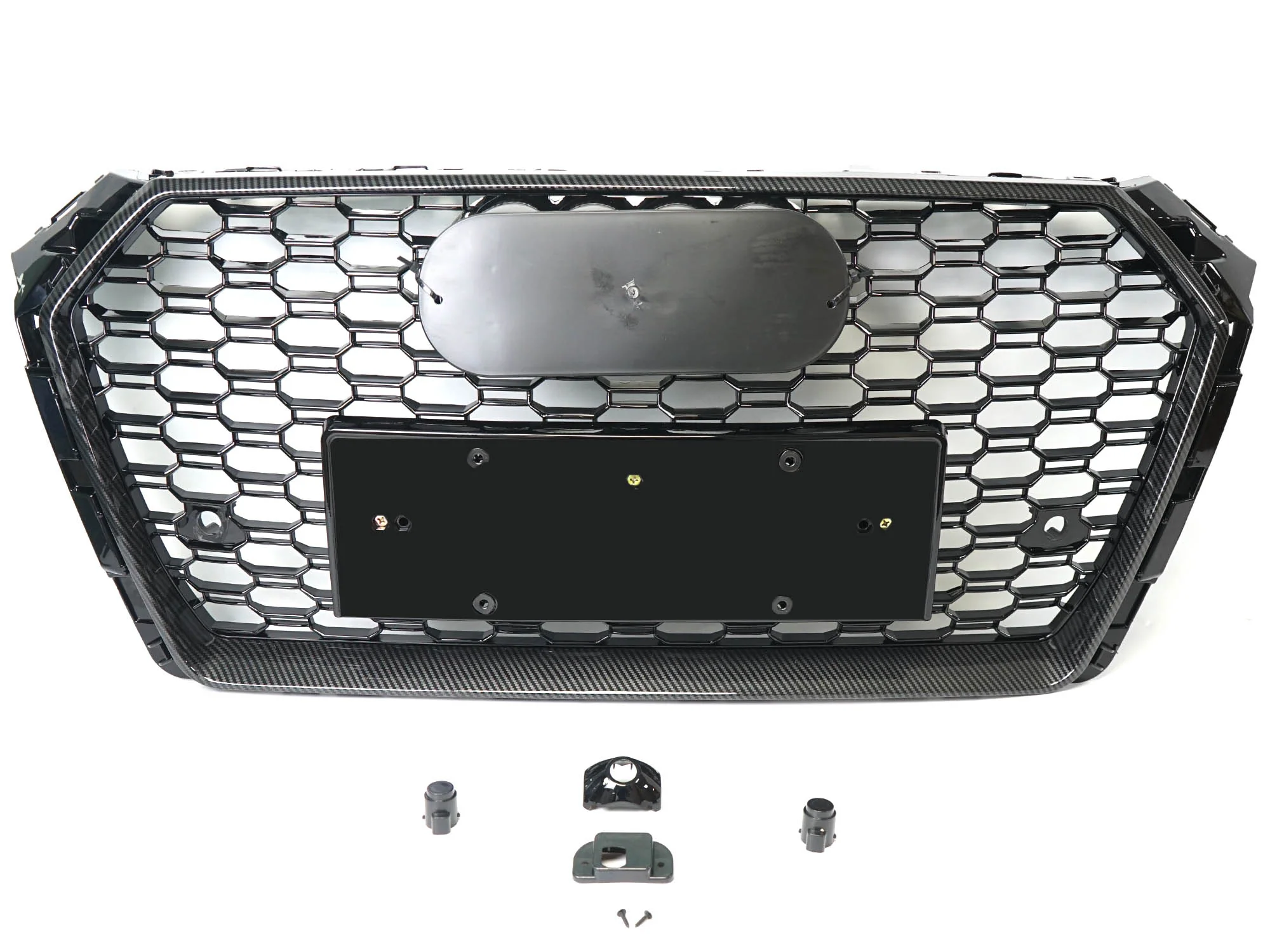 Carbon Fiber Look Honeycomb Front Bumper Grille for Audi A4 S4 B9 2017-2019 RS4 Style - Image 3