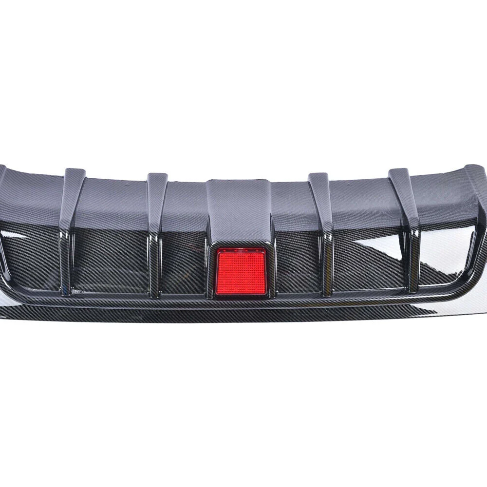Carbon Fiber Style Rear Diffuser w/ LED Brake Light for Infiniti Q50 2018 2019 2020 2021 2022 2023 2024 - Image 4