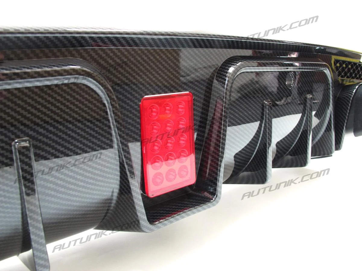 Carbon Fiber Style Rear Diffuser+ Black Exhaust Tips for 2015-2021 Mercedes W205 C300 C450 C43 C300 Sedan AMG Bumper - Image 9