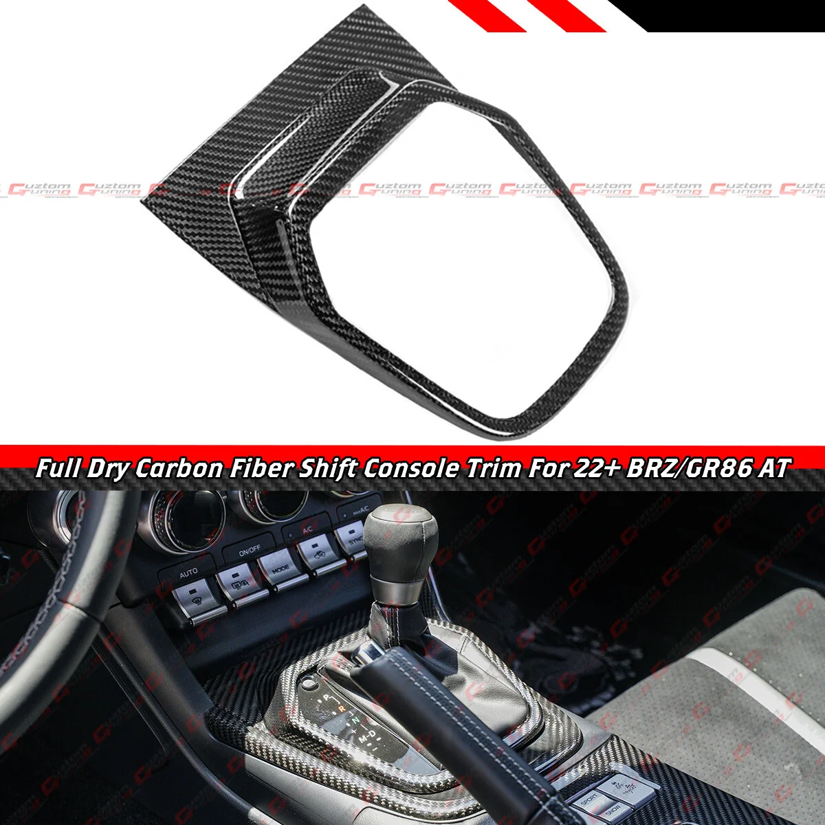 Carbon Fiber Shift Gear Console Panel Trim for 2022–2026 Subaru BRZ Toyota GR86 Auto