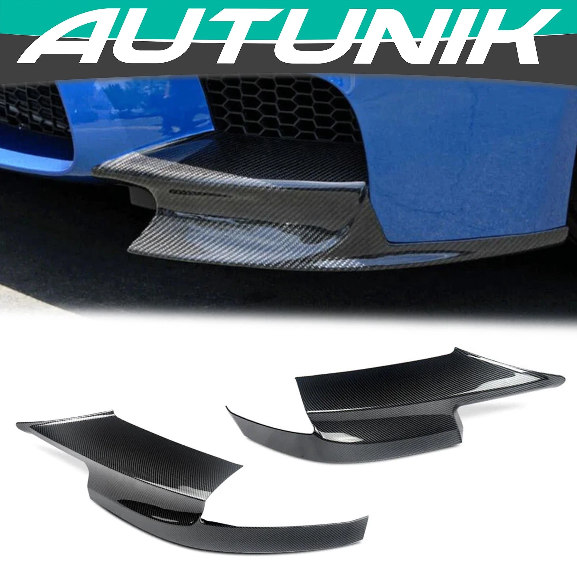 For 2010-2016 BMW F10 M5 Only Carbon Fiber Look Front Bumper Corner Splitter Side Canards