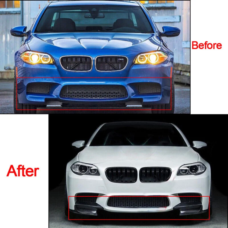 For 2010-2016 BMW F10 M5 Only Carbon Fiber Look Front Bumper Corner Splitter Side Canards - Image 3