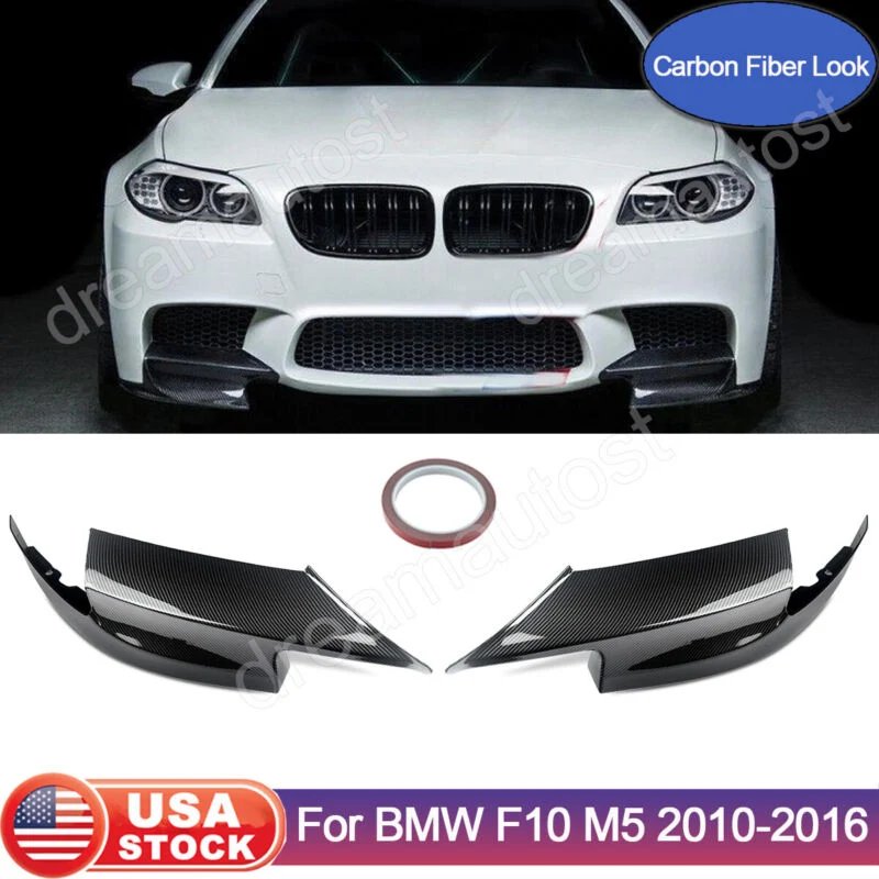 For 2010-2016 BMW F10 M5 Only Carbon Fiber Look Front Bumper Corner Splitter Side Canards - Image 5