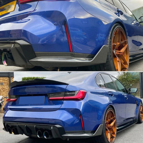 Carbon Look Rear Bumper Corner Splitter Extension for BMW G80 M3 2021-2024 - Image 2