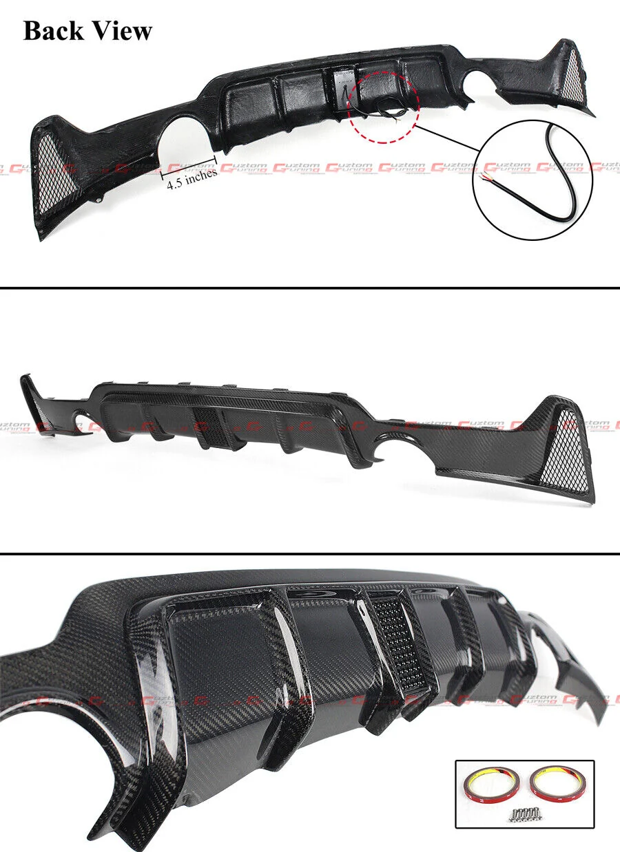 Carbon M Sport Rear Bumper Diffuser W/ LED Brake Light For 2014-2019 BMW F32 F33 F36 - Image 2