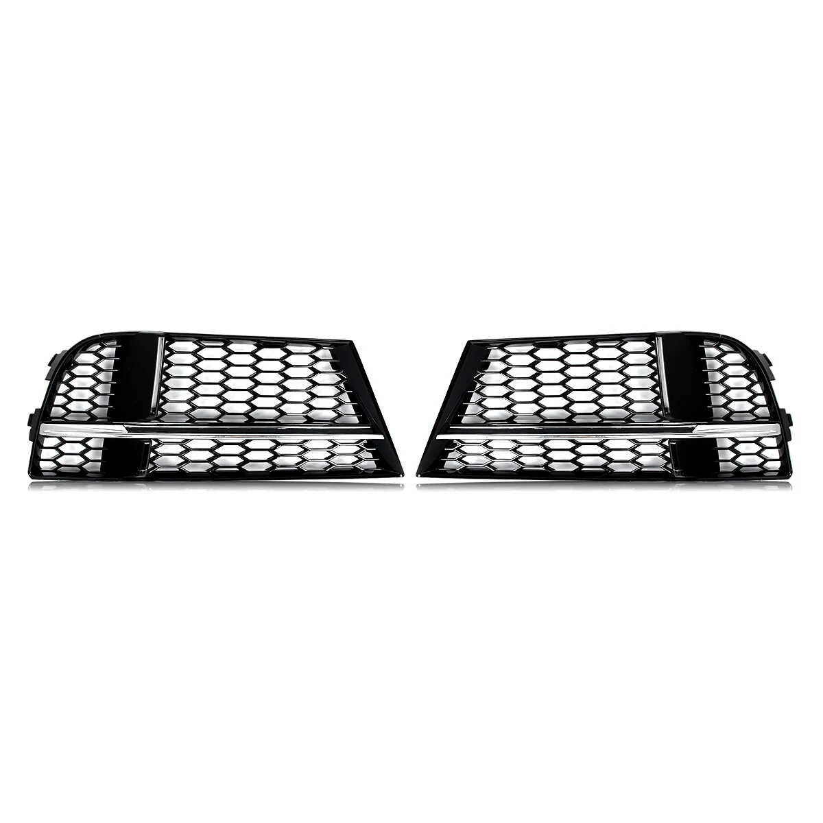 Chrome+Black Honeycomb Fog Light Grill Mesh Cover Fits Audi A3 S Line 2017-2020 - Image 3