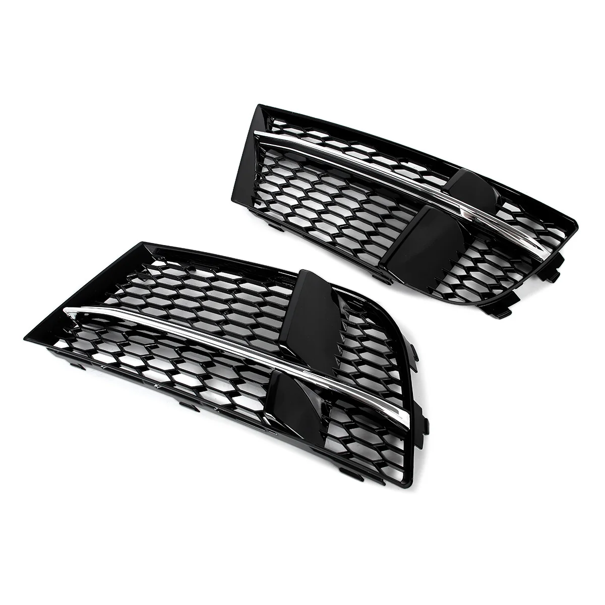 Chrome+Black Honeycomb Fog Light Grill Mesh Cover Fits Audi A3 S Line 2017-2020 - Image 9