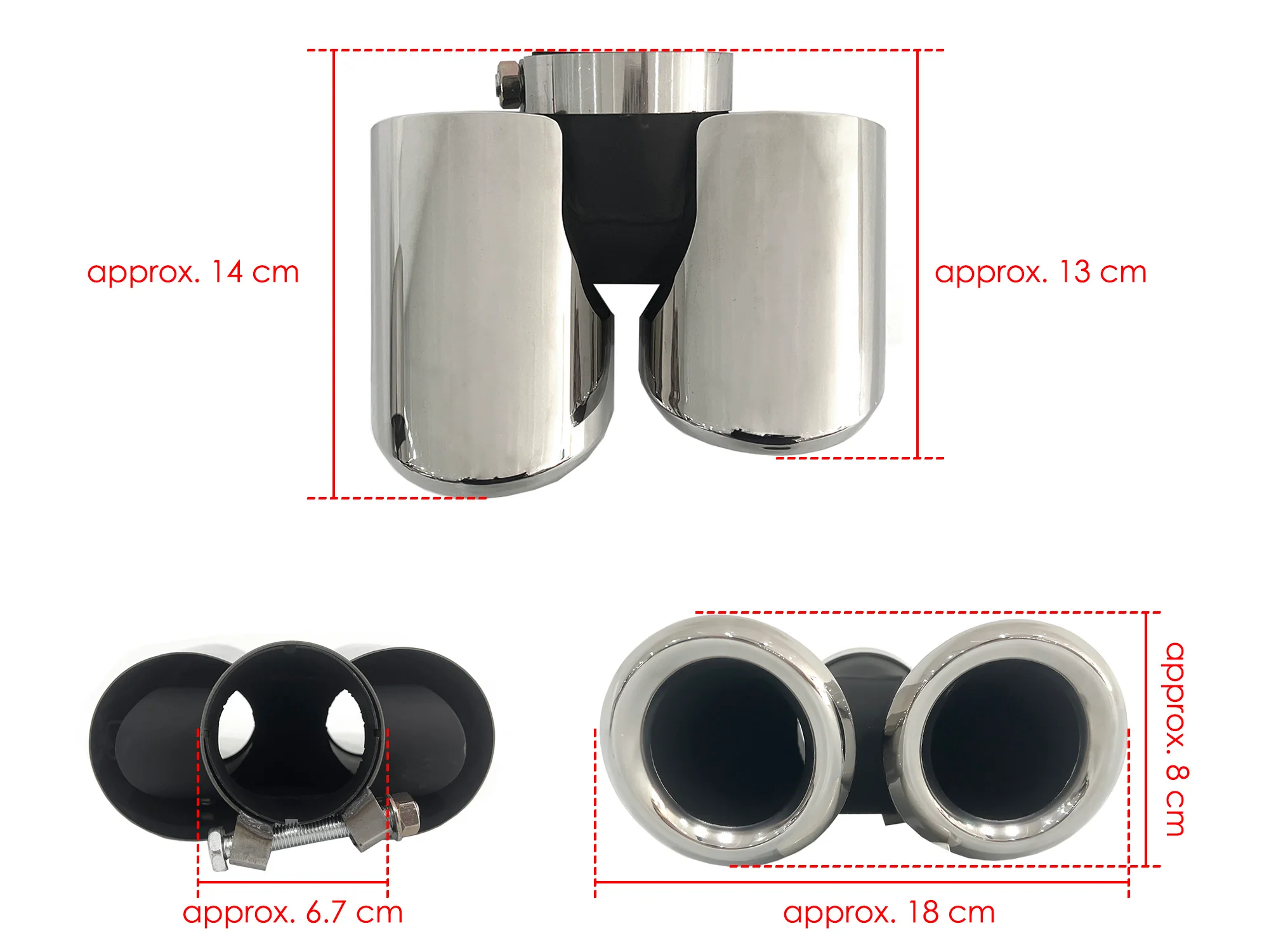 Pair For 2020+ Land Rover Defender 90/110 3.0L 2.0L Exhaust Muffler Tips Shiny Silver - Image 11