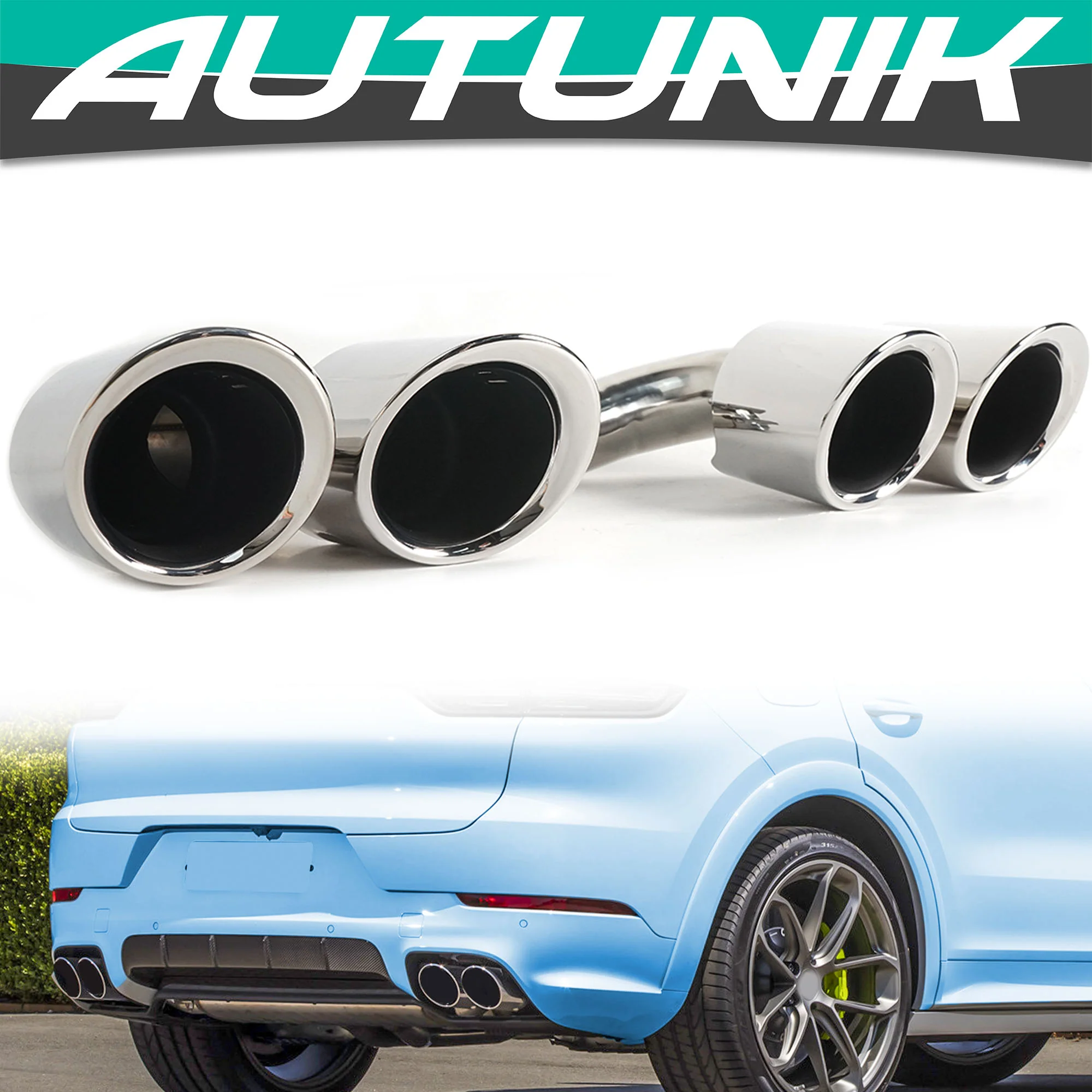 Chrome Exhaust Tips Sporty for Porsch Cayenne E-Hybrid 9Y0 9Y3 2019-2026
