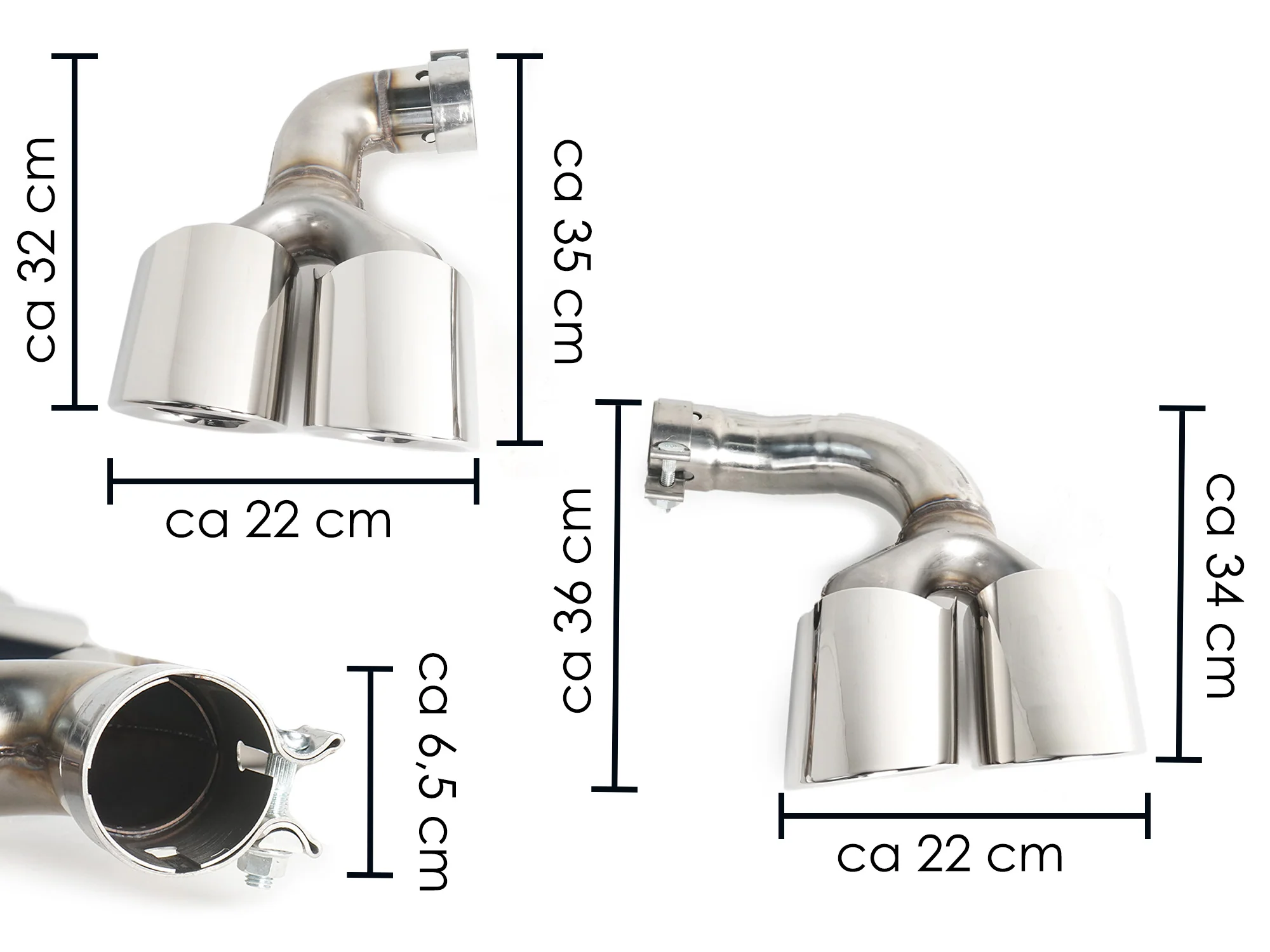 Chrome Exhaust Tips Sporty for Porsch Cayenne E-Hybrid 9Y0 9Y3 2019-2026 - Image 12