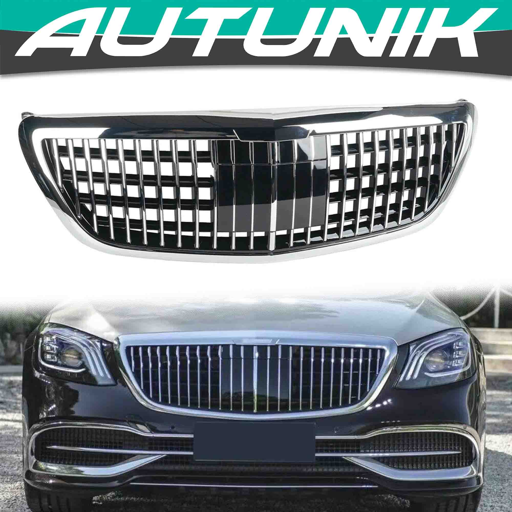 Chrome Front Grill For Mercedes S-Class W222 Sedan 2014-2020