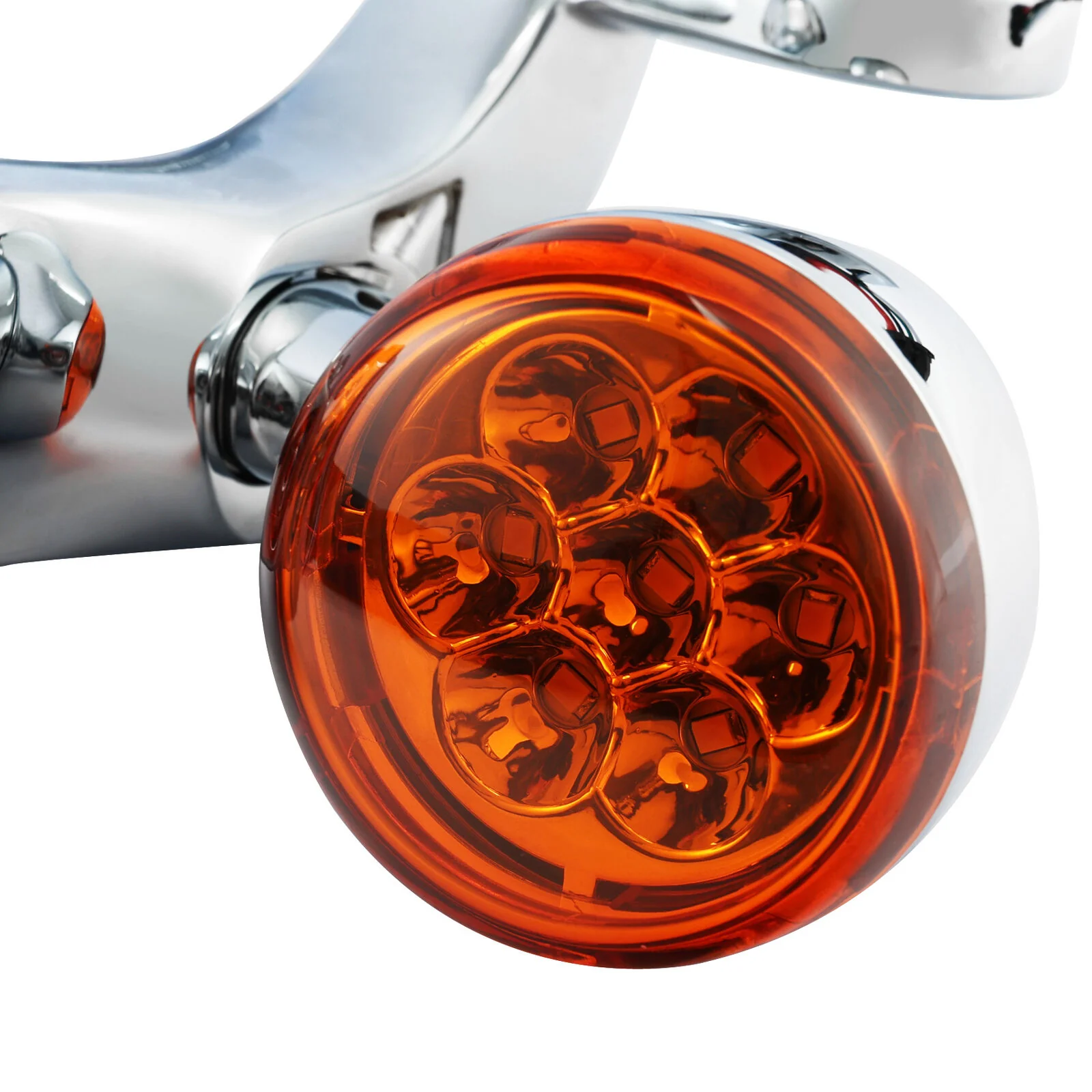 Chrome LED Spot Fog Passing Lights Lamp Turn Signals Bar Kit Fit for Harley Road King - Image 11