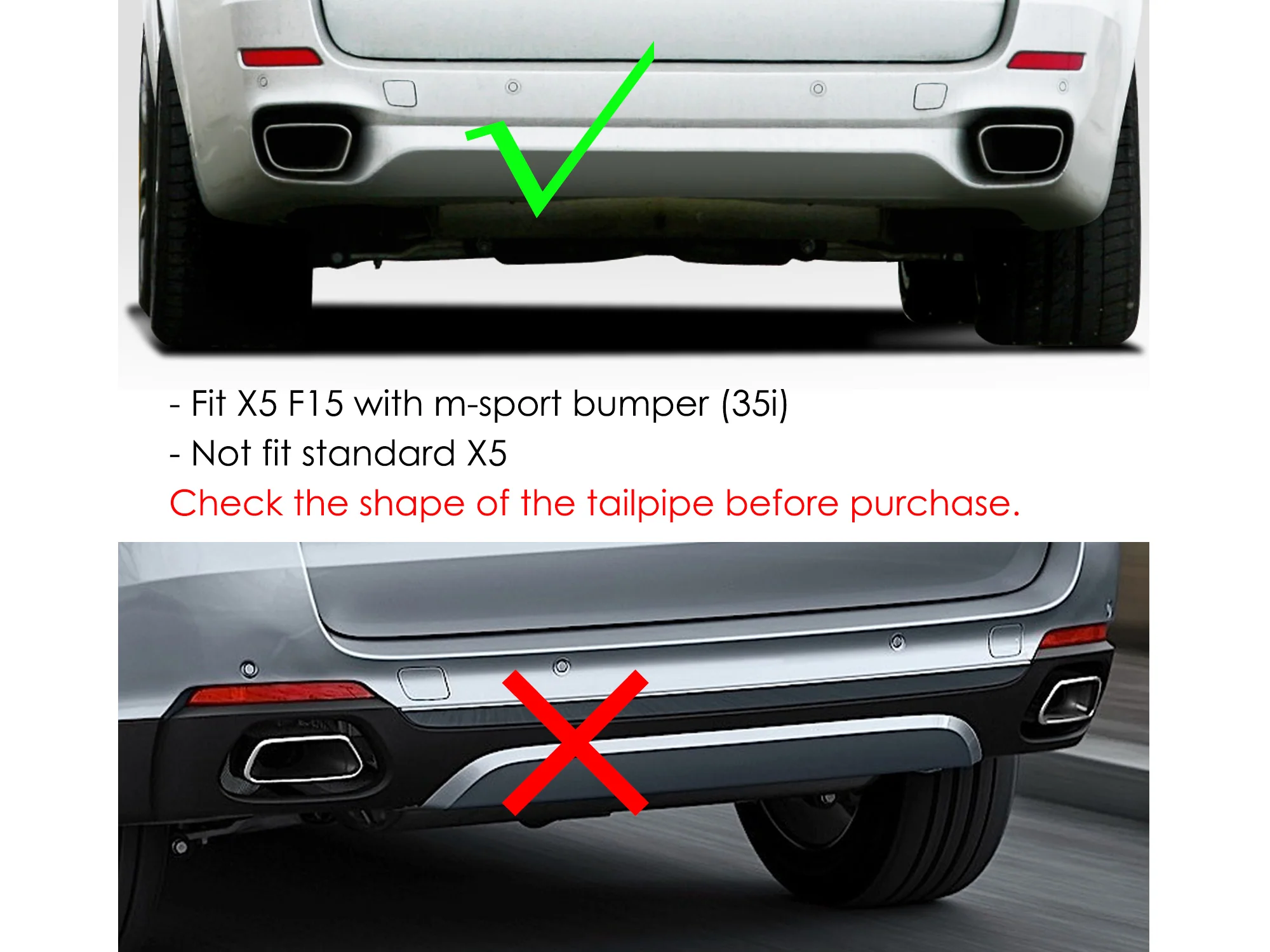 Muffler Tailpipe Exhaust Pipe Muffler Tips for BMW X5 F15 35i M-Sport 2014-2018 - Image 3