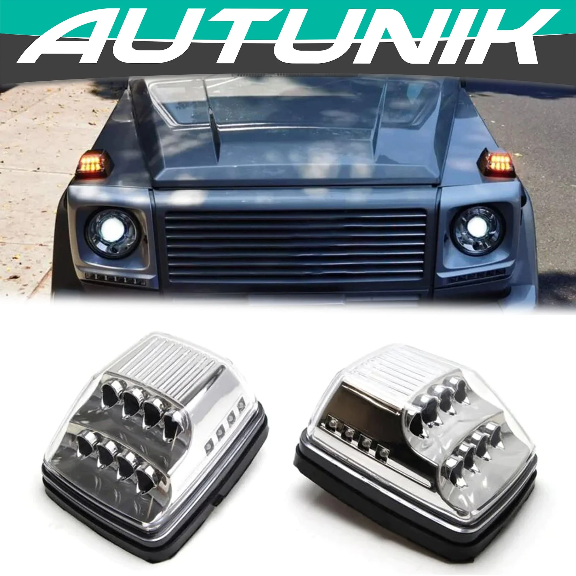 Clear Lens LED Turn Signal Lamps w/ White LED For Mercedes W463 G-Class G500 G550 G55 G63 AMG 1990-2018