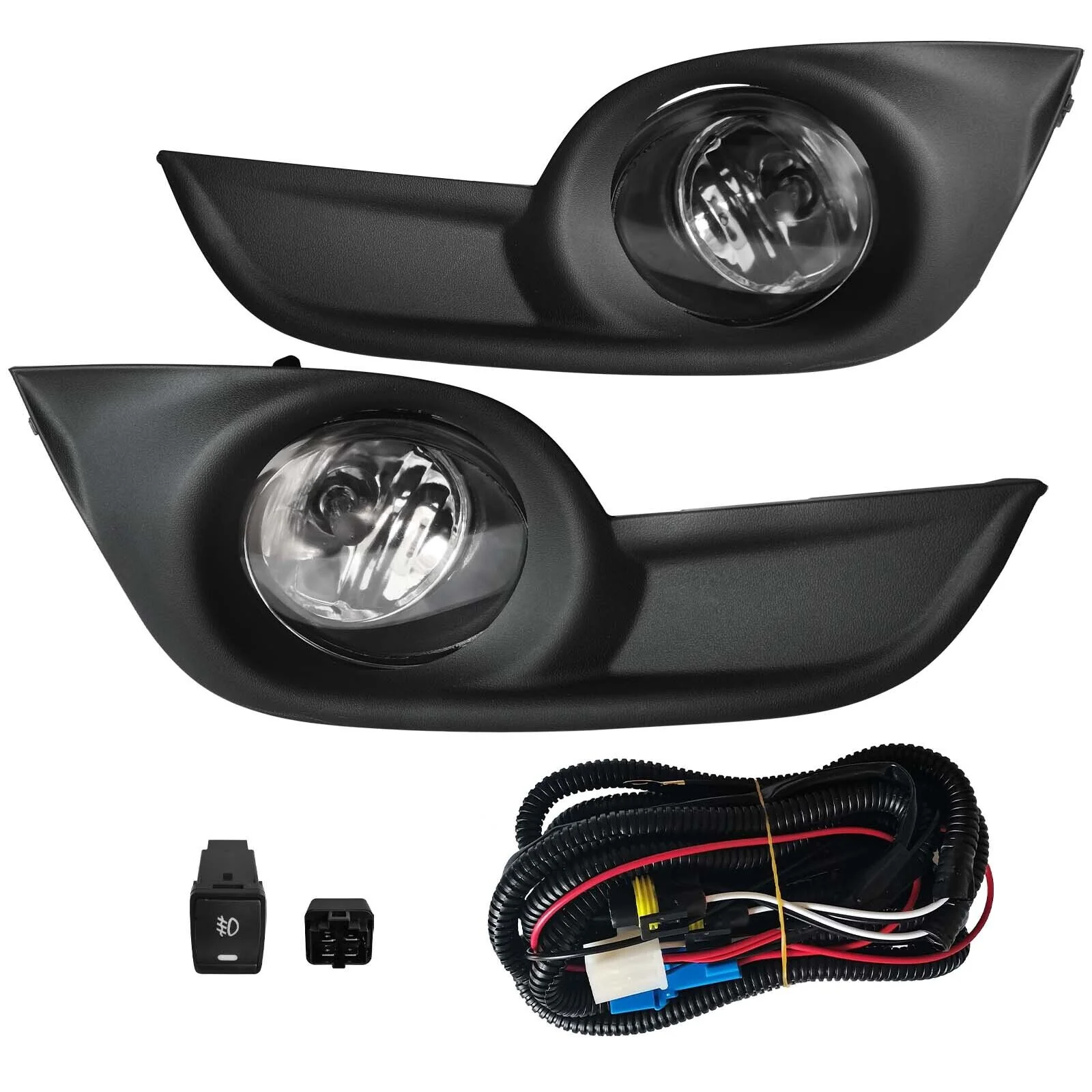 Clear Lens Fog Lights w/ Bezel Covers w/ Wirings for Nissan Altima Sedan 2013-2015 - Image 2
