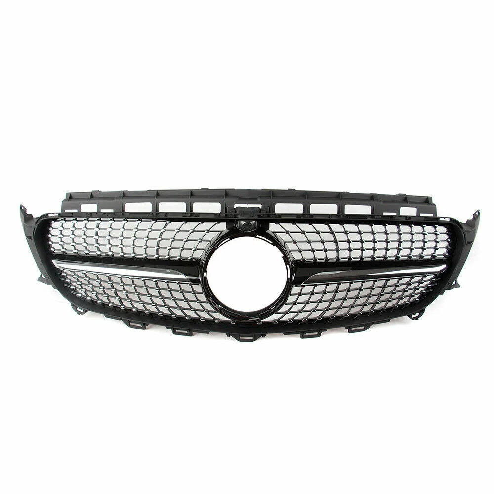 Black/Chrome Diamond Grill Front Grille For Mercedes Benz W213 Sedan 2017-2020 - Image 3