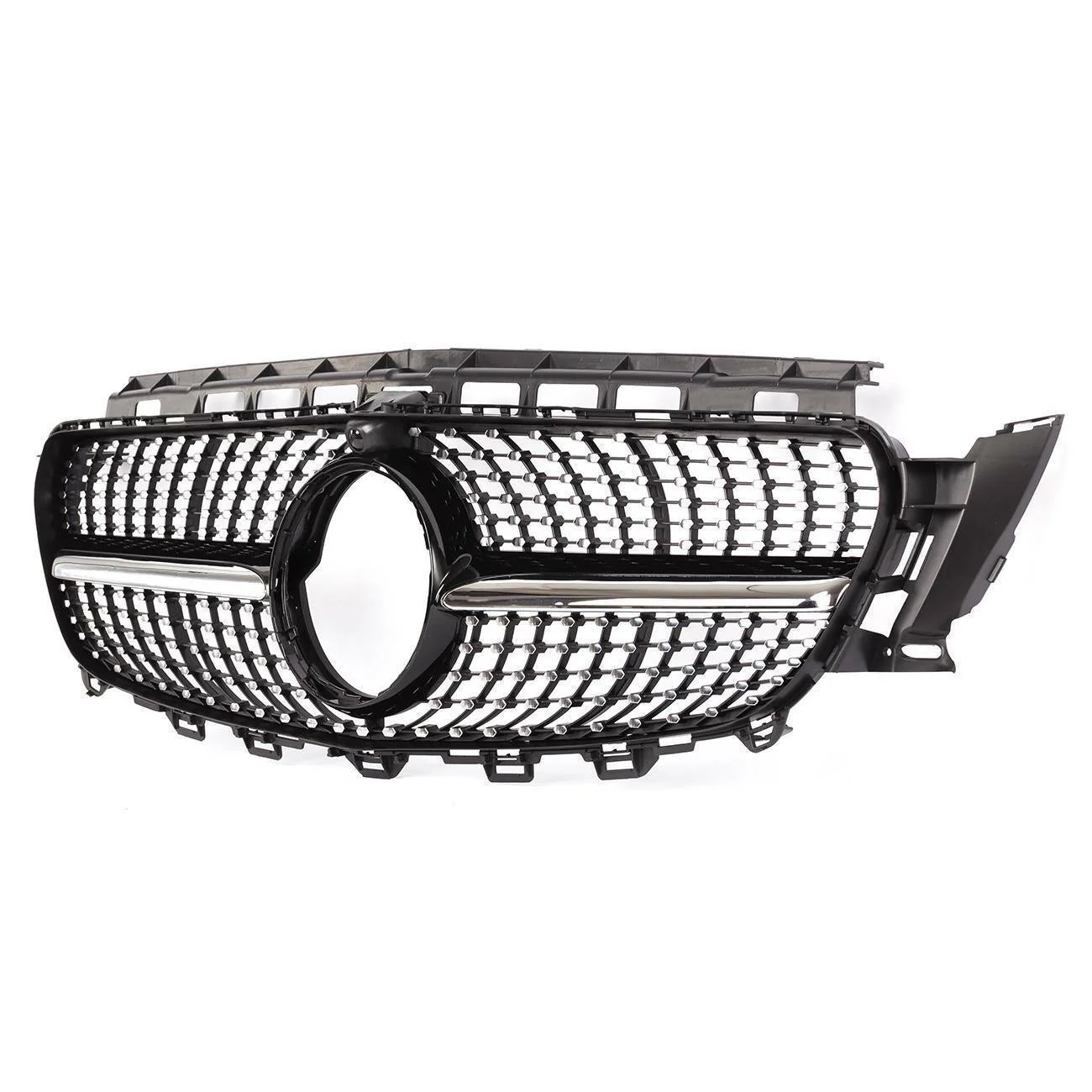Black/Chrome Diamond Grill Front Grille For Mercedes Benz W213 Sedan 2017-2020 - Image 4