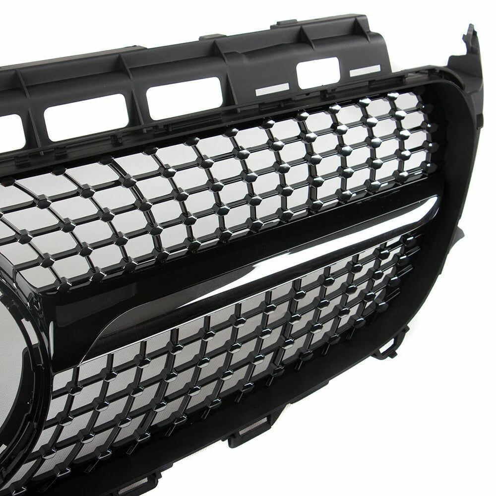 Black/Chrome Diamond Grill Front Grille For Mercedes Benz W213 Sedan 2017-2020 - Image 5