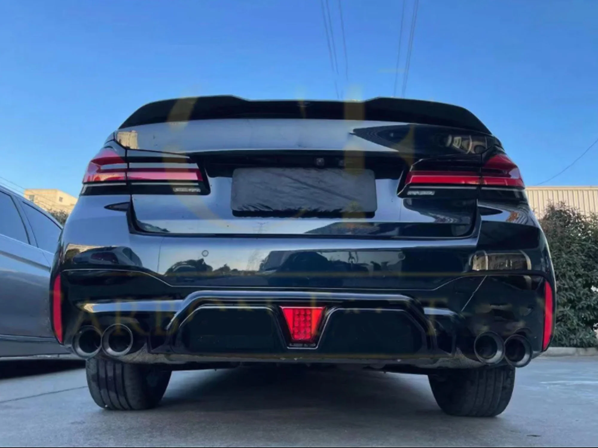 Gloss Black LED Rear Diffuser + Quad Exhaust Tips For BMW G30 520i 540i M Sport 2017-2023 - Image 2