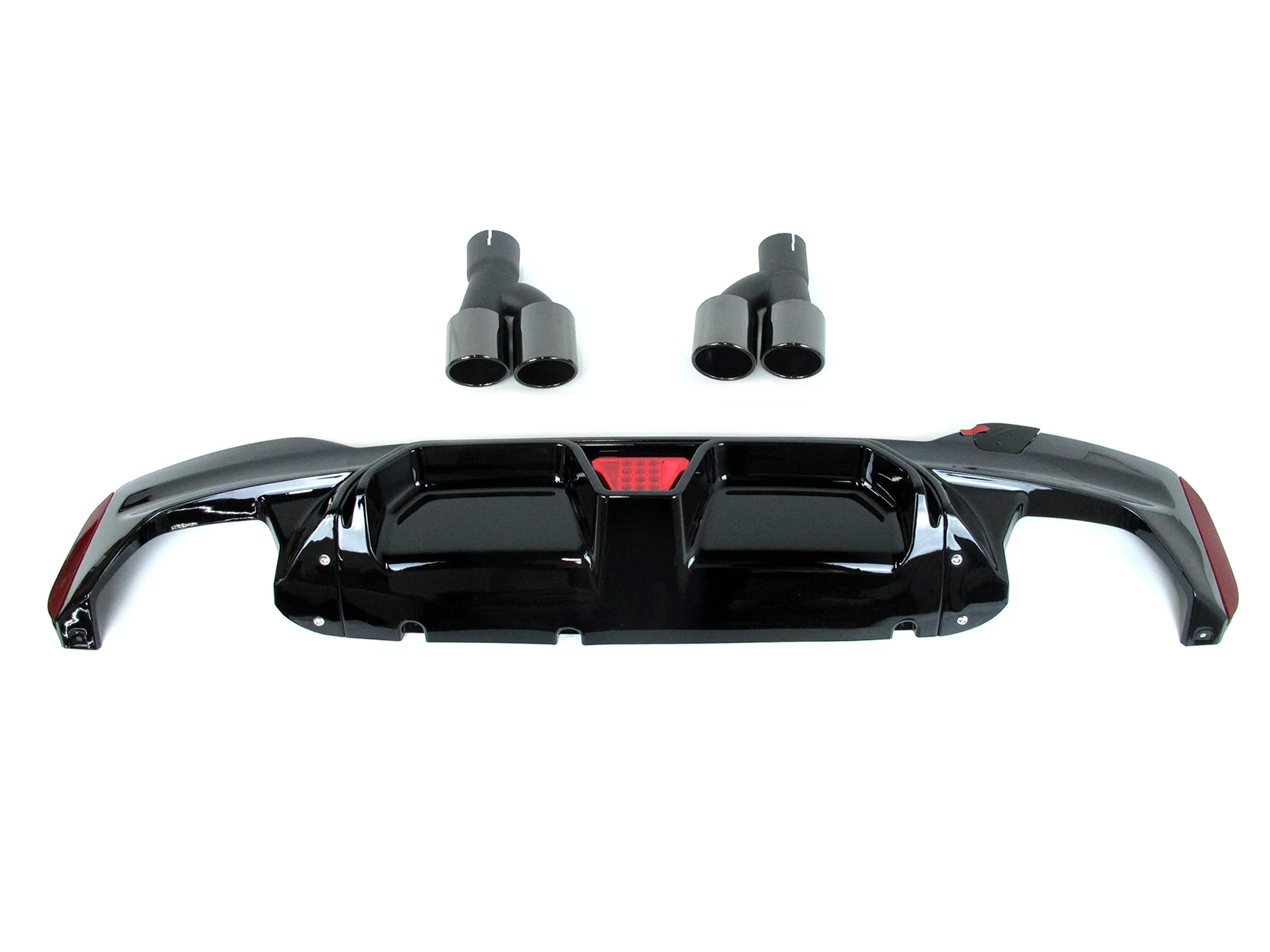 Gloss Black LED Rear Diffuser + Quad Exhaust Tips For BMW G30 520i 540i M Sport 2017-2023 - Image 4