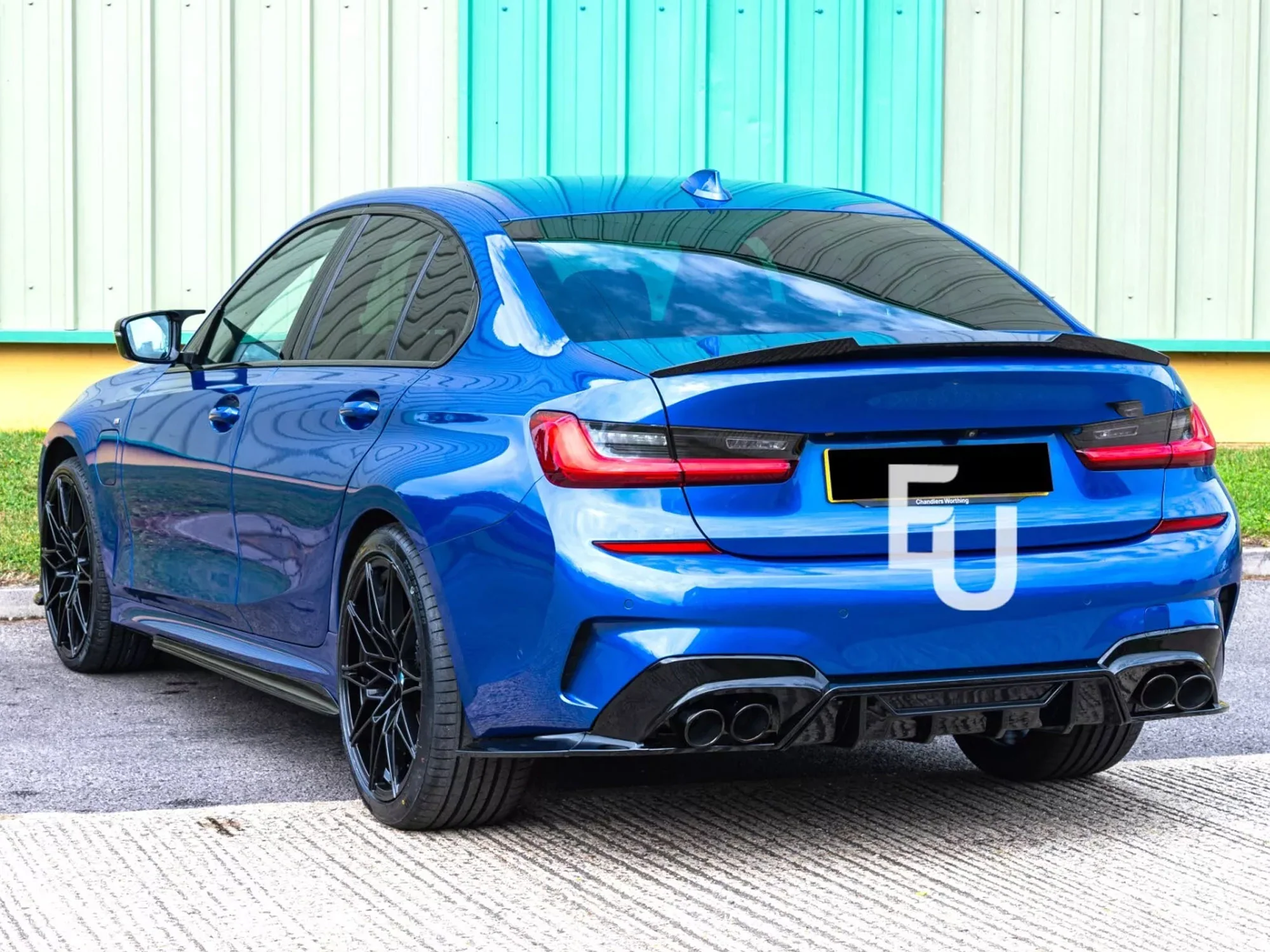 For 2019-2022 BMW G20 M340i Gloss Black Rear Diffuser w/ Exhaust Tips Pair - Image 2