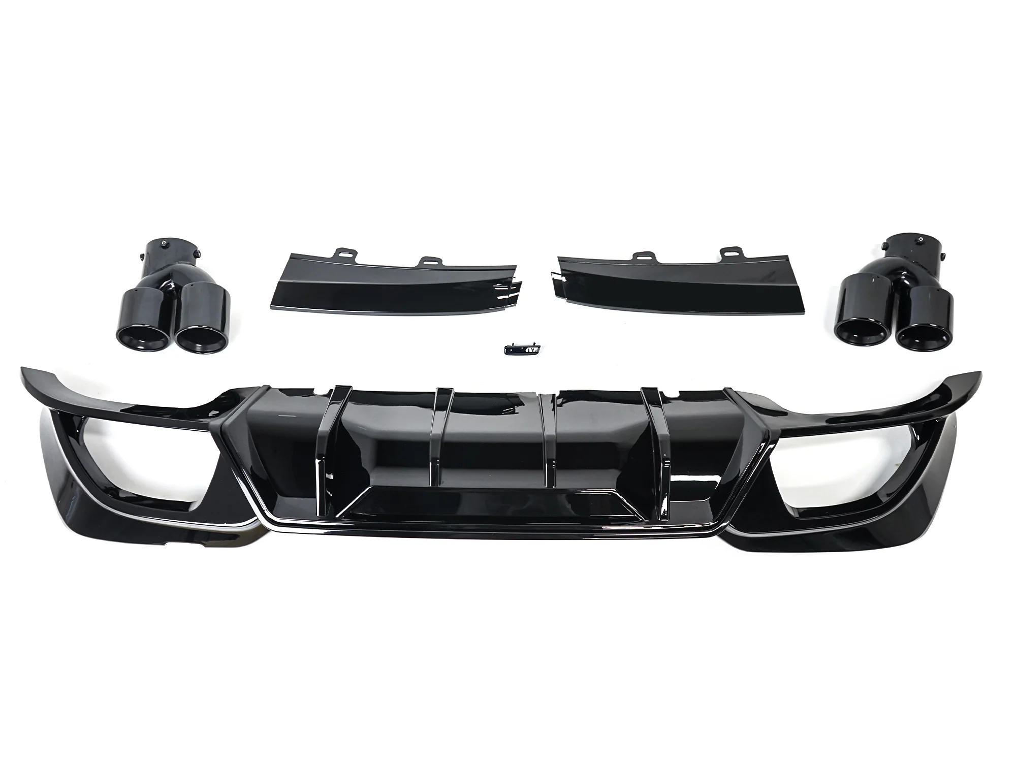 For 2019-2022 BMW G20 M340i Gloss Black Rear Diffuser w/ Exhaust Tips Pair - Image 3