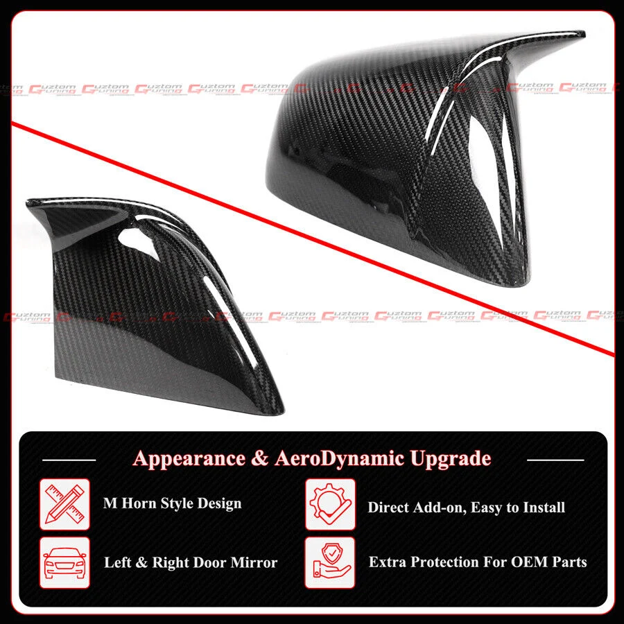 Direct Add-On For 2016-2025 Tesla Model X Full Carbon Fiber M Horn Style Side Mirror Caps Covers - Image 4