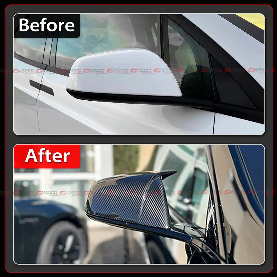 Direct Add-On For 2016-2025 Tesla Model X Full Carbon Fiber M Horn Style Side Mirror Caps Covers - Image 8