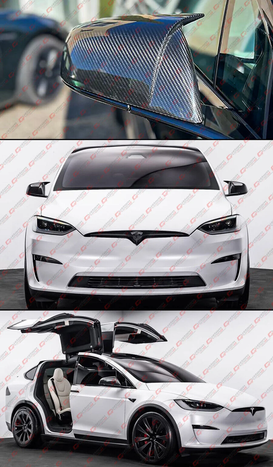 Direct Add-On For 2016-2025 Tesla Model X Full Carbon Fiber M Horn Style Side Mirror Caps Covers - Image 9