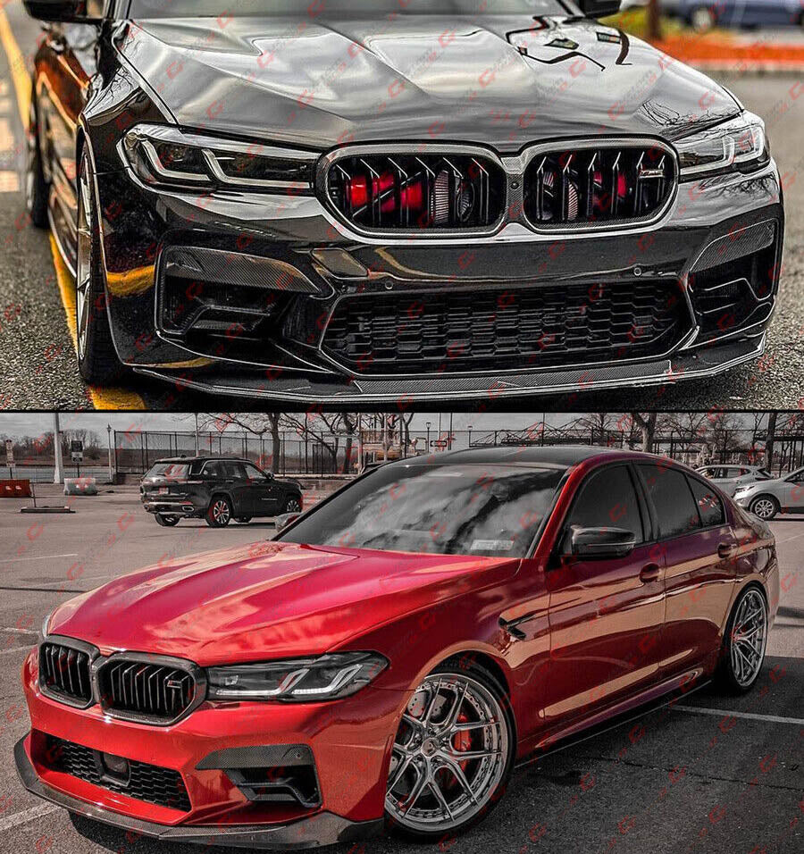 Dry Carbon Fiber Front Air Duct Vent Cover Trim & Front Grille Outline Frame For 2021-2023 BMW F90 M5 LCI - Image 7