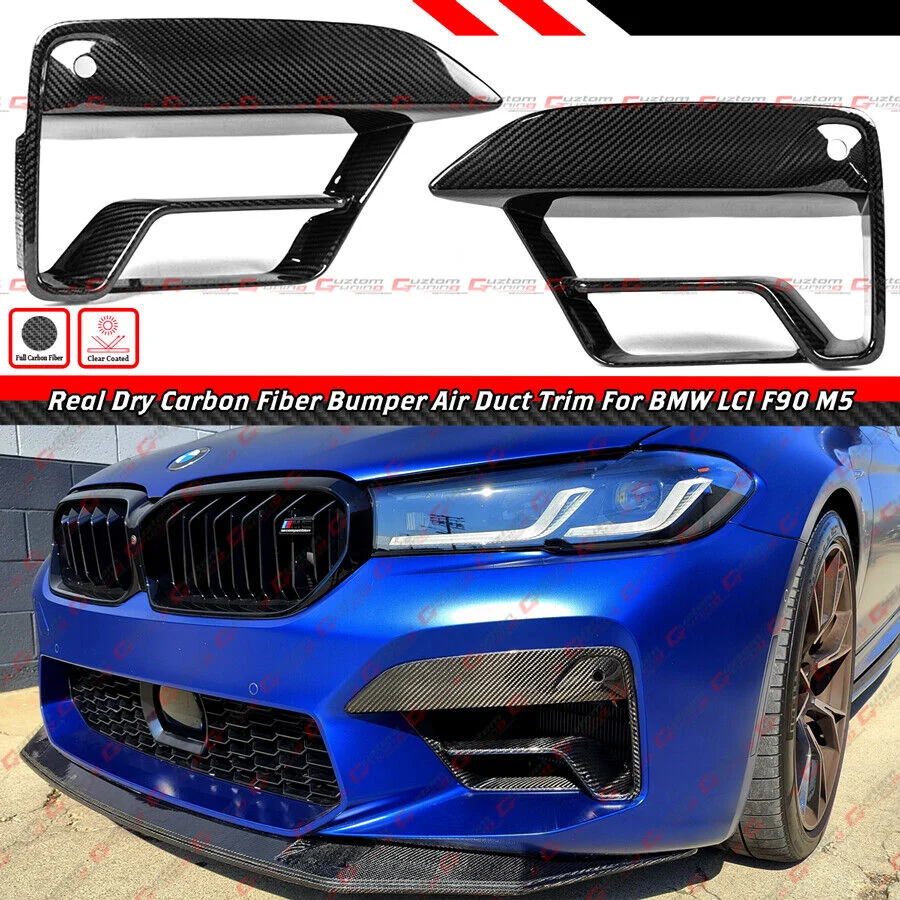 Dry Carbon Fiber Front Bumper Air Duct Inlet Vent Trims Cover For 2021-2023 BMW F90 M5 LCI - Image 2