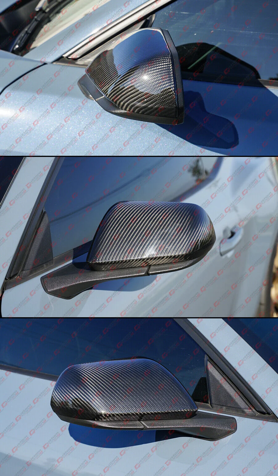 Dry Carbon Fiber Side Mirror Cover Caps Overlay w/o Lights For 2024-2025 Ford Mustang Coupe - Image 4