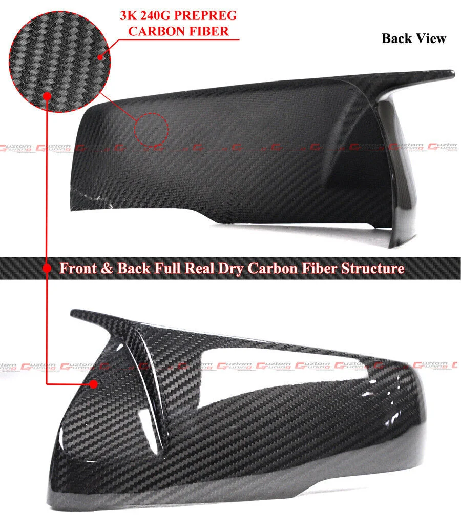 Dry Carbon Fiver Mirror Cover Caps for 2014-2024 Cadillax CTS CT5 CT6 - Image 2