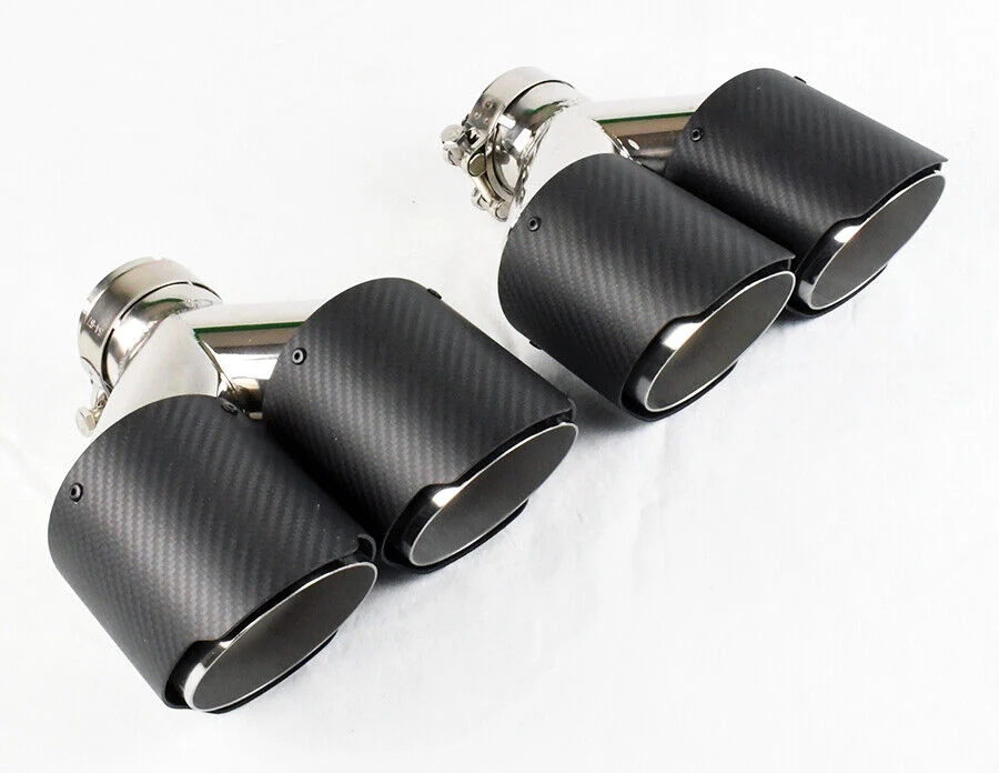 Dual 4" Quad Carbon Fiber Exhaust Tips for Audi S5 2008-2016