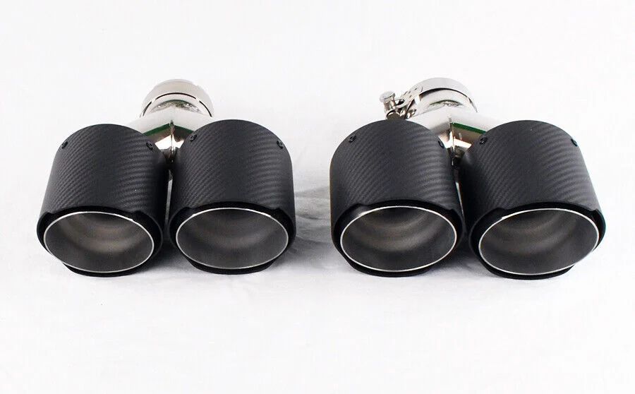 Dual 4" Quad Carbon Fiber Exhaust Tips for Audi S5 2008-2016 - Image 2