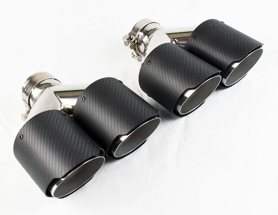Dual 4" Quad Carbon Fiber Exhaust Tips for Audi S5 2008-2016 - Image 4