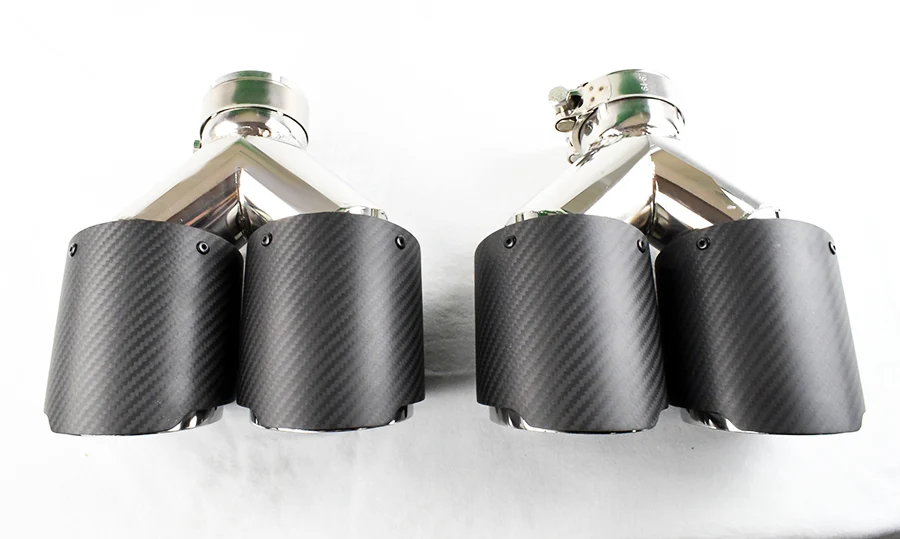 Dual 4" Quad Carbon Fiber Exhaust Tips for Audi S5 2008-2016 - Image 6