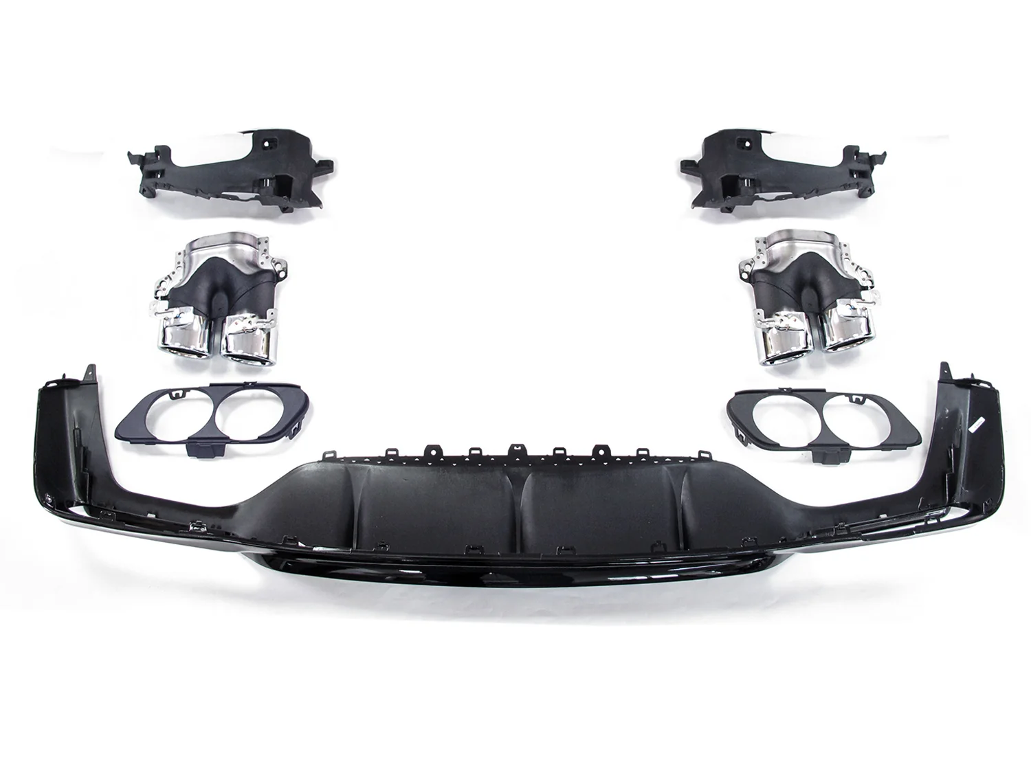 Rear Diffuser + Silver Exhaust Tips for Mercedes E W213 Sedan E300 E400 E550 AMG 2017-2020 di30 - Image 5