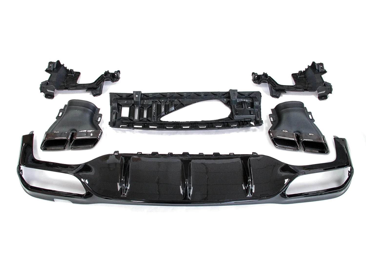 Rear Diffuser + Black Exhaust Tips For Mercedes W213 Sedan AMG Pack 2016-2020 - Image 9