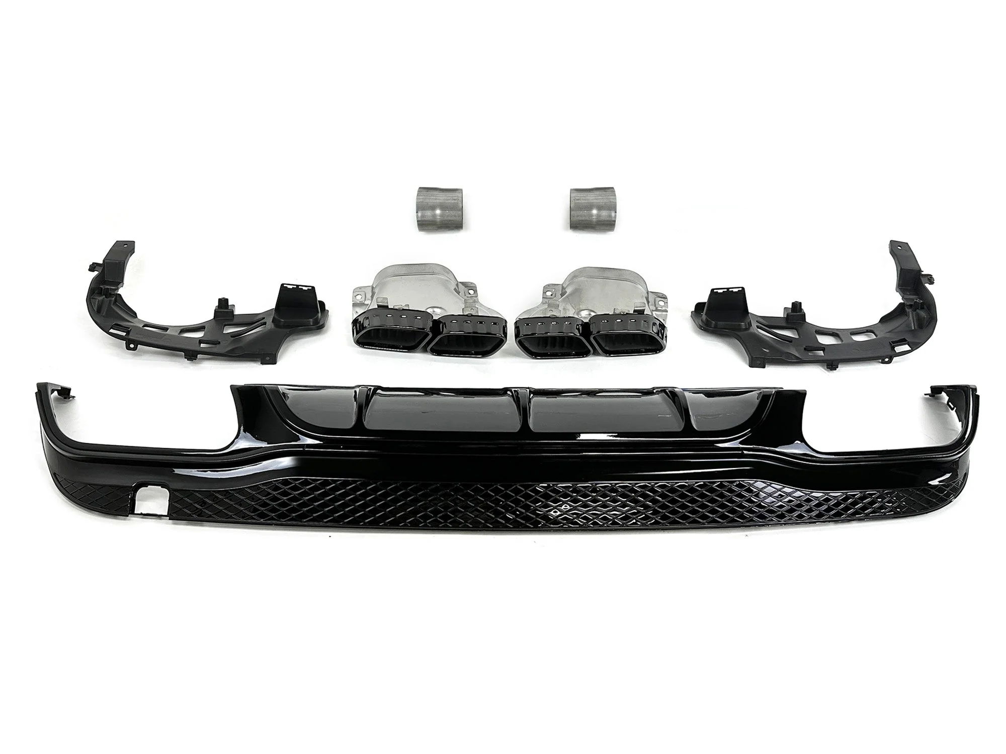 Gloss Black Rear Diffuser w/ Exhaust Tips for Mercedes C207 E250 E400 E500 E550 Coupe/Convertible AMG 2014-2017 - Image 5