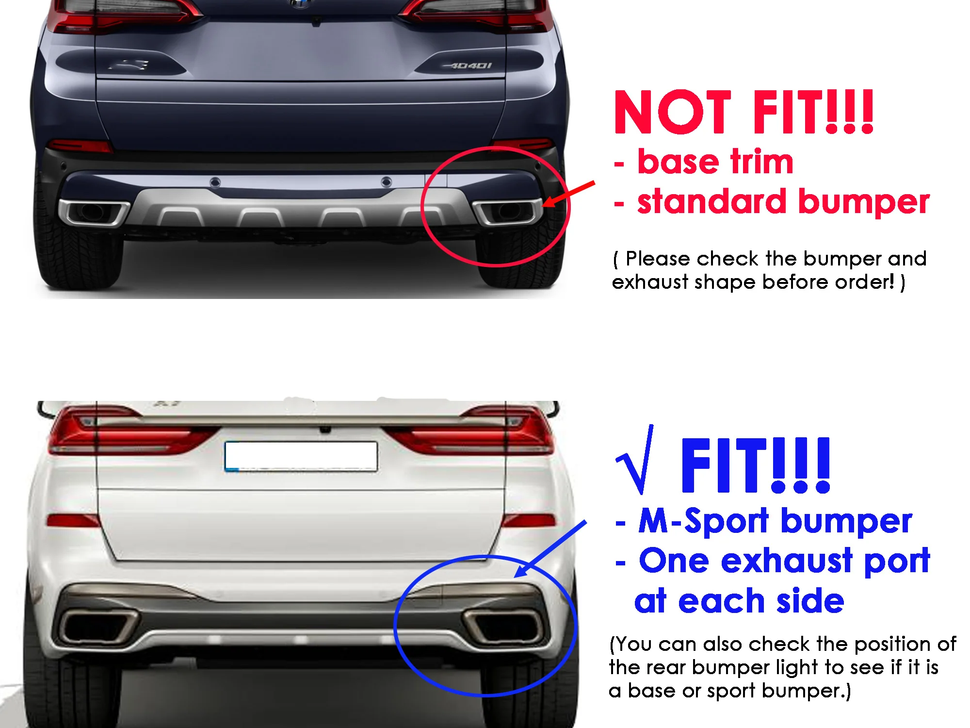 Black Exhaust Tail Tips Fit BMW X5 X6 X7 G05 G06 G07 2019-2026 - M Sport Only - Image 4